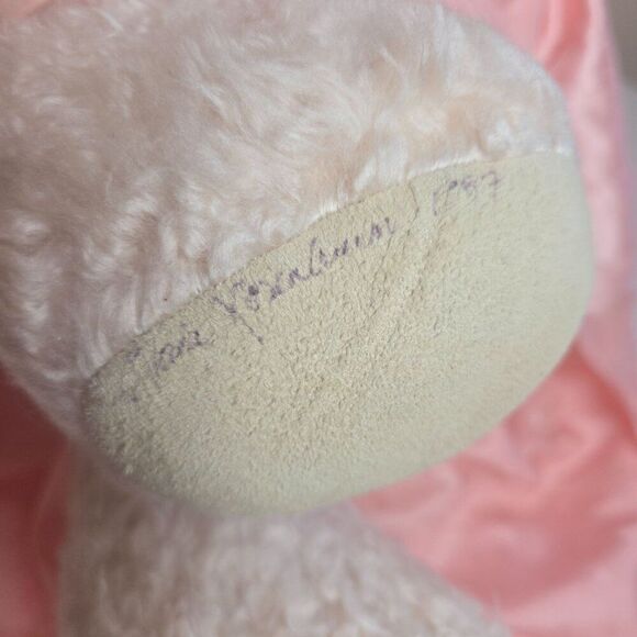 Vintage 80s Rosenbear Teddy Bear Pink Dress Articulated Large Artist Signed TLC - Picture 10 of 14